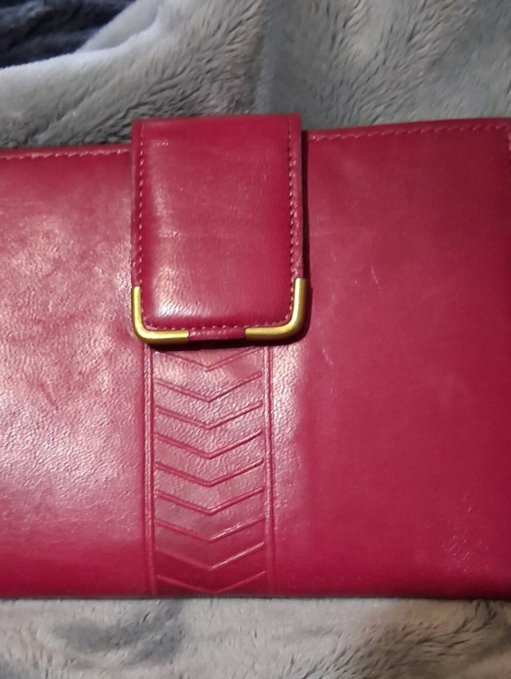 VTG Prince Gardner Elegant Raspberry Red Women's Leather Wallet - Gold Accent